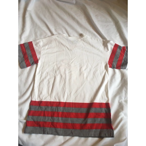 VTG Royal Deb Girls 80s 90s Workout Athletic White Red Grey Stripe Shirt 10 12 - Picture 9 of 10